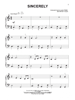 page one of Sincerely (Big Note Piano)