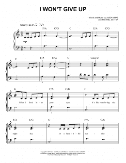page one of I Won't Give Up (Easy Piano)