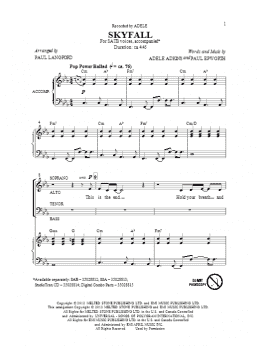 page one of Skyfall (arr. Paul Langford) (SATB Choir)
