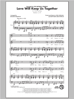page one of Love Will Keep Us Together (arr. Roger Emerson) (2-Part Choir)