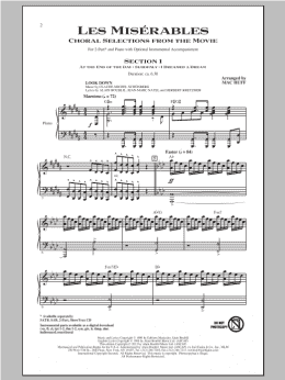 page one of Les Miserables (Choral Selections From The Movie) (2-Part Choir)