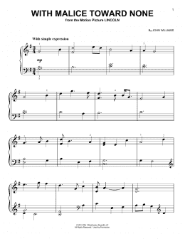 page one of With Malice Toward None (Easy Piano)