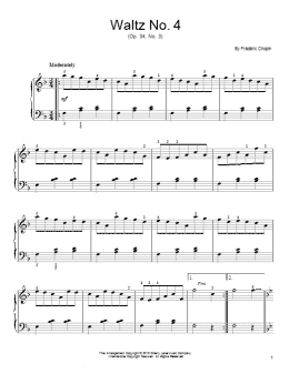 page one of Waltz No. 4, Op. 34, No. 3 (Easy Piano)