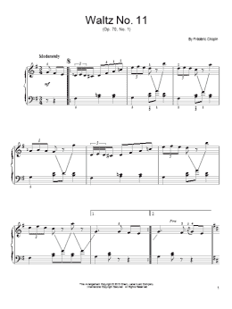 page one of Waltz No. 11, Op. 70, No. 1 (Easy Piano)