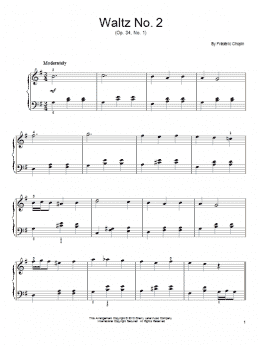 page one of Waltz No. 2, Op. 34, No. 1 (Easy Piano)