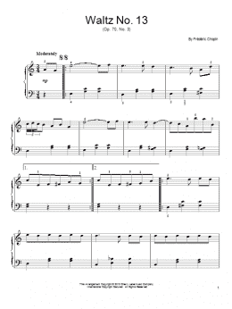 page one of Waltz No. 13, Op. 70, No. 3 (Easy Piano)