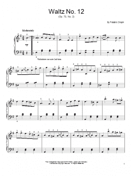 page one of Waltz No. 12, Op. 70, No. 2 (Easy Piano)