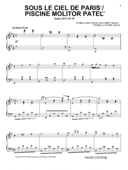 page one of Sous Le Ciel De Paris/Piscine Molitor Patel (from Life of Pi) (Piano, Vocal & Guitar Chords (Right-Hand Melody))