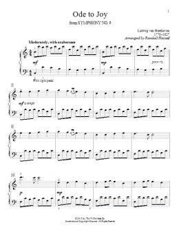 page one of Ode To Joy (arr. Randall Hartsell) (Piano Solo)