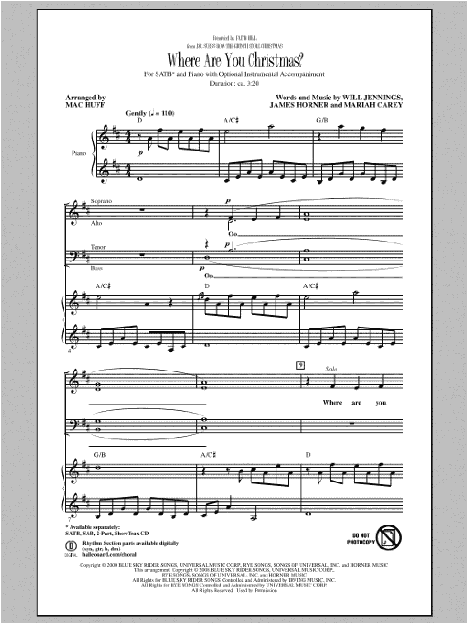 Where Are You Christmas? (arr. Mac Huff) (from How The Grinch Stole Christmas) (SATB Choir)
