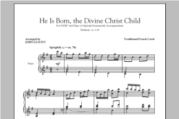 page one of He Is Born (SATB Choir)