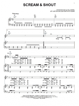 page one of Scream & Shout (Piano, Vocal & Guitar Chords (Right-Hand Melody))