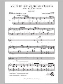 page one of So Let Us Sing Of Greater Things (Majora Canamus) (SATB Choir)