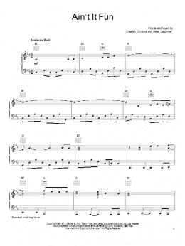 page one of Ain't It Fun (Piano, Vocal & Guitar Chords (Right-Hand Melody))