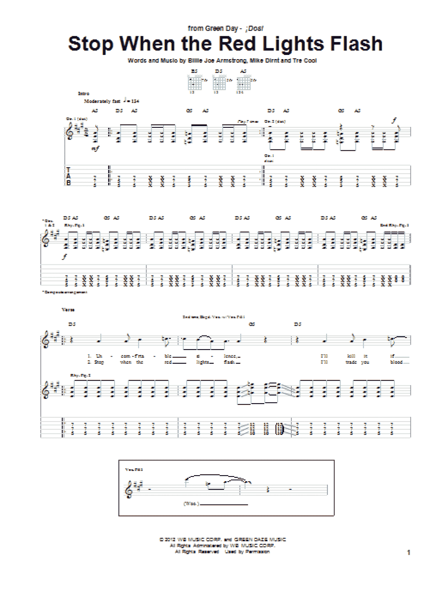 Stop When The Red Lights Flash (Guitar Tab)