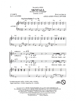 page one of Skyfall (arr. Paul Langford) (SSA Choir)
