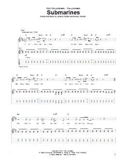 page one of Submarines (Guitar Tab)