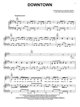 page one of Downtown (Piano, Vocal & Guitar Chords (Right-Hand Melody))