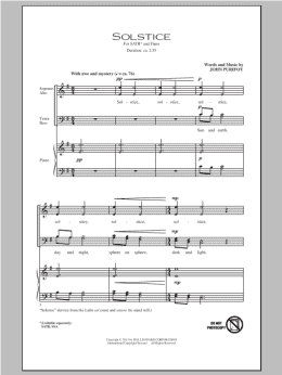 page one of Solstice (SATB Choir)