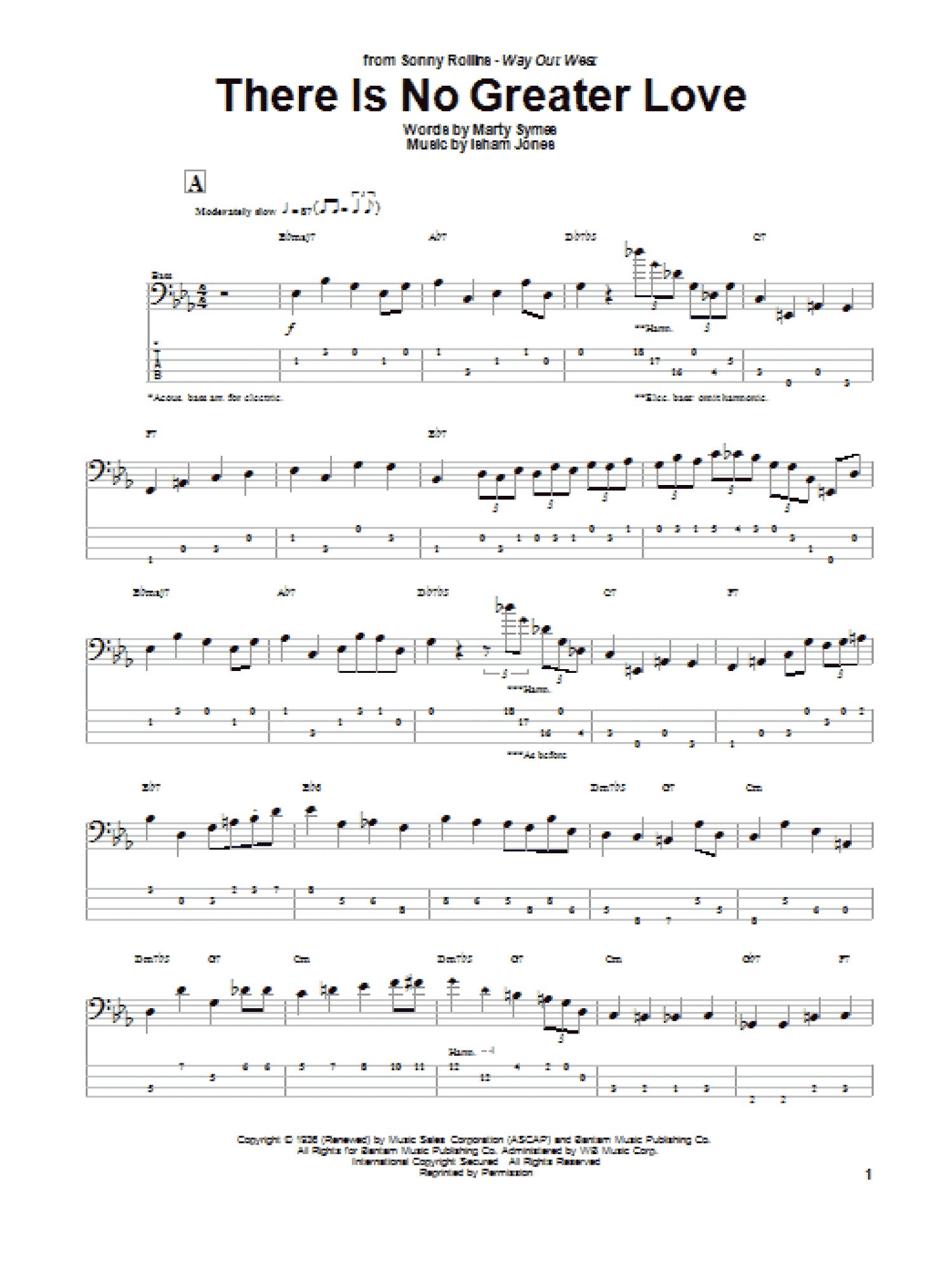 There Is No Greater Love (Bass Guitar Tab)