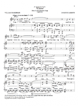 page one of Winter (Piano & Vocal)