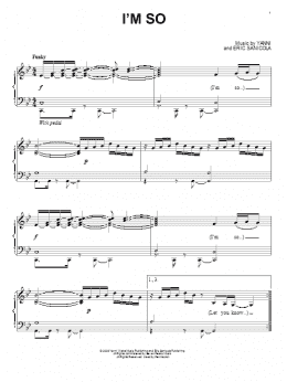 page one of I'm So (Piano Solo)