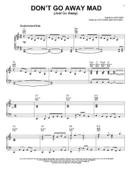 page one of Don't Go Away Mad (Just Go Away) (Piano, Vocal & Guitar Chords (Right-Hand Melody))