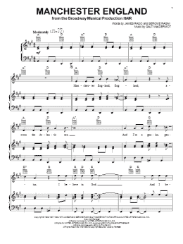 page one of Manchester England (Piano, Vocal & Guitar Chords (Right-Hand Melody))