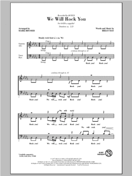 page one of We Will Rock You (arr. Mark Brymer) (SATB Choir)