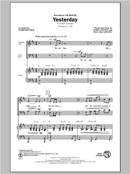 page one of Yesterday (SATB Choir)