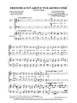 page one of From Heaven Above To Earth I Come (SATB Choir)