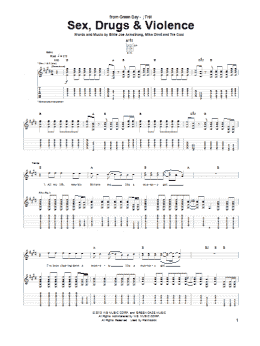 page one of Sex, Drugs & Violence (Guitar Tab)
