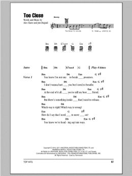 page one of Too Close (Ukulele Chords/Lyrics)