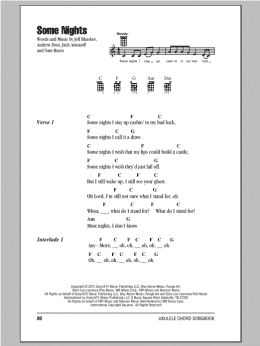 page one of Some Nights (Ukulele Chords/Lyrics)