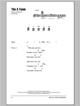 page one of The A Team (Ukulele Chords/Lyrics)