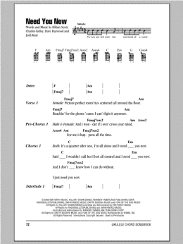 page one of Need You Now (Ukulele Chords/Lyrics)