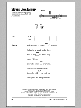 page one of Moves Like Jagger (Ukulele Chords/Lyrics)