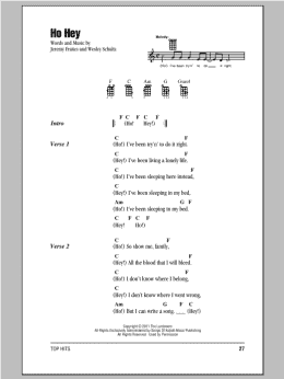 page one of Ho Hey (Ukulele Chords/Lyrics)