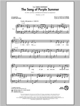 page one of The Song Of Purple Summer (SSA Choir)