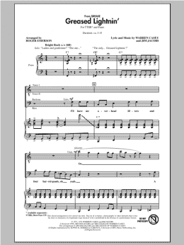 page one of Greased Lightnin' (TTBB Choir)