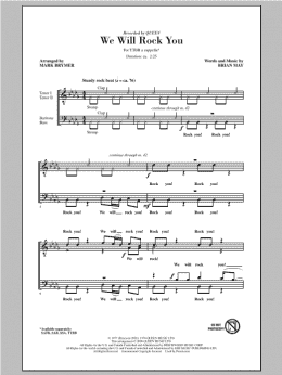 page one of We Will Rock You (arr. Mark Brymer) (TTBB Choir)
