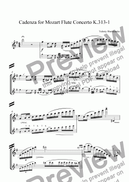 page one of Cadenza for Mozart Flute Concerto K.313-1