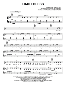 page one of Limitedless (Piano, Vocal & Guitar Chords (Right-Hand Melody))