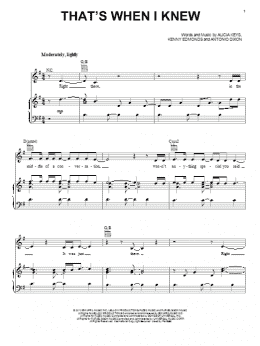 page one of That's When I Knew (Piano, Vocal & Guitar Chords (Right-Hand Melody))