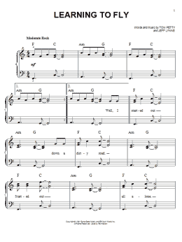 page one of Learning To Fly (Easy Piano)