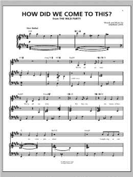 page one of How Did We Come To This? (Piano, Vocal & Guitar Chords (Right-Hand Melody))