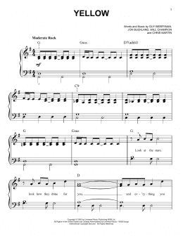 page one of Yellow (Easy Piano)