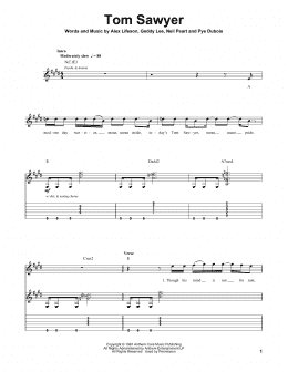 page one of Tom Sawyer (Guitar Tab (Single Guitar))