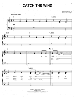 page one of Catch The Wind (Easy Piano)