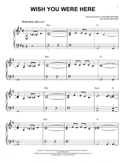 page one of Wish You Were Here (Very Easy Piano)